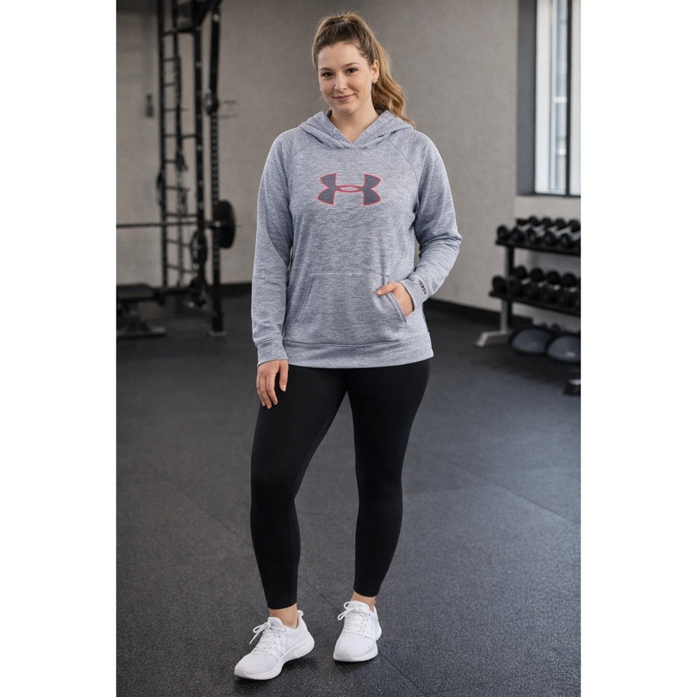 Under Armour Storm 1 Hoodie Womens Gray Space Dye Big Logo‎ Pullover 0161